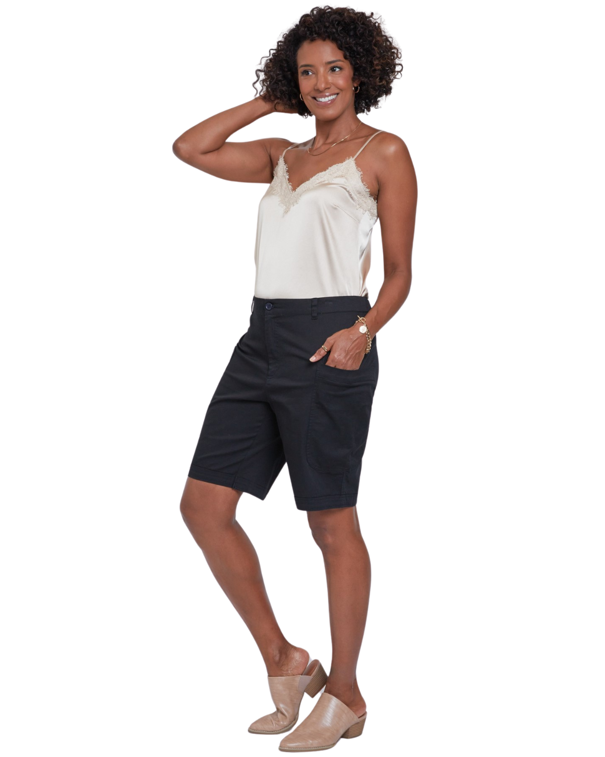 YMI Wide Leg Bermuda Short with Big Pockets (More Colors Available) - Wm1090pi