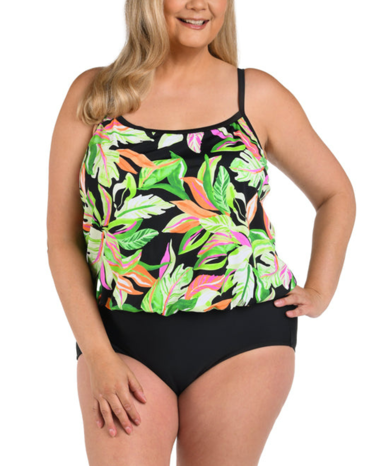 2025 Maxine of Hollywood Plus Rainforest Rainbow Blouson One Piece - MW5EQ73