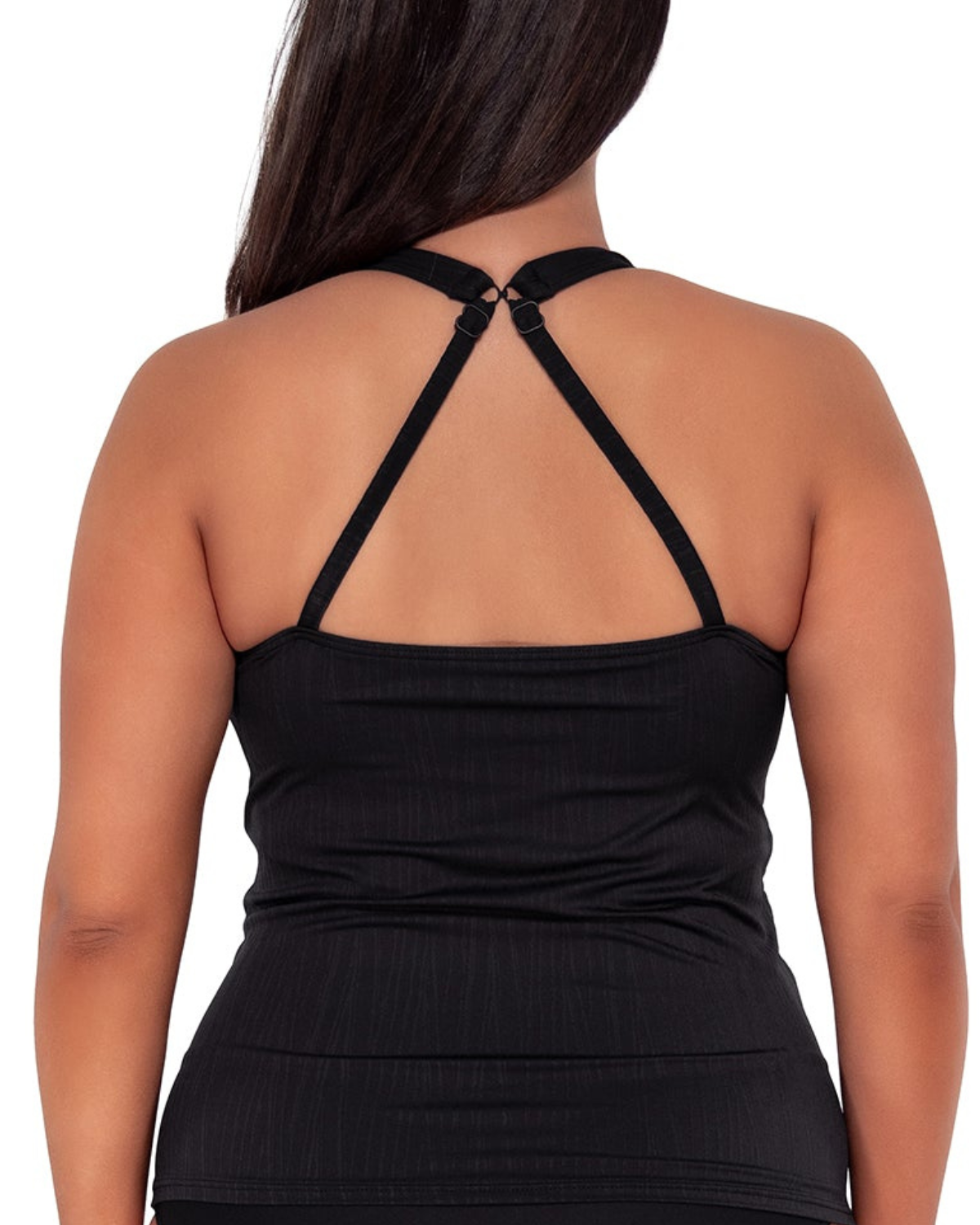 2024 Sunsets Escape Solids Emerson Tankini Top - 948T - Black Seagrass Texture