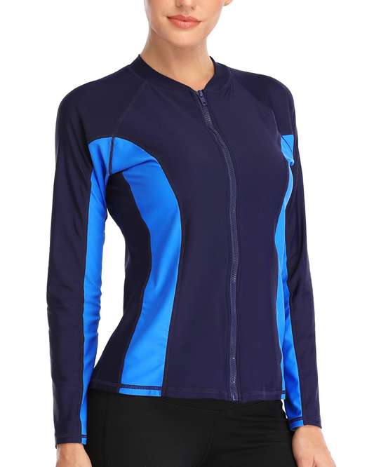 Charmo Front Zipper Long Sleeve Rash Guard - D5064