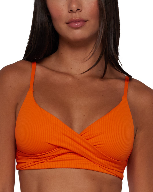 Sunsets Sandbar Rib Kumquat Lyla Bikini Top - 619T