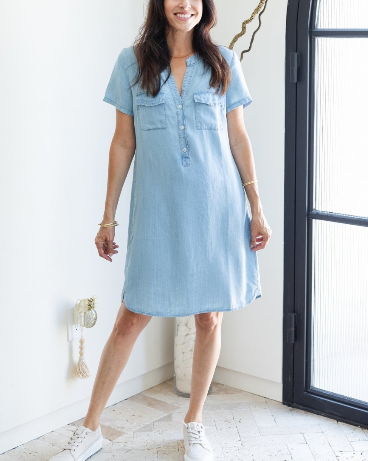 Splendid Iris Lyocell Short Sleeve Dress with Pockets - 22-508