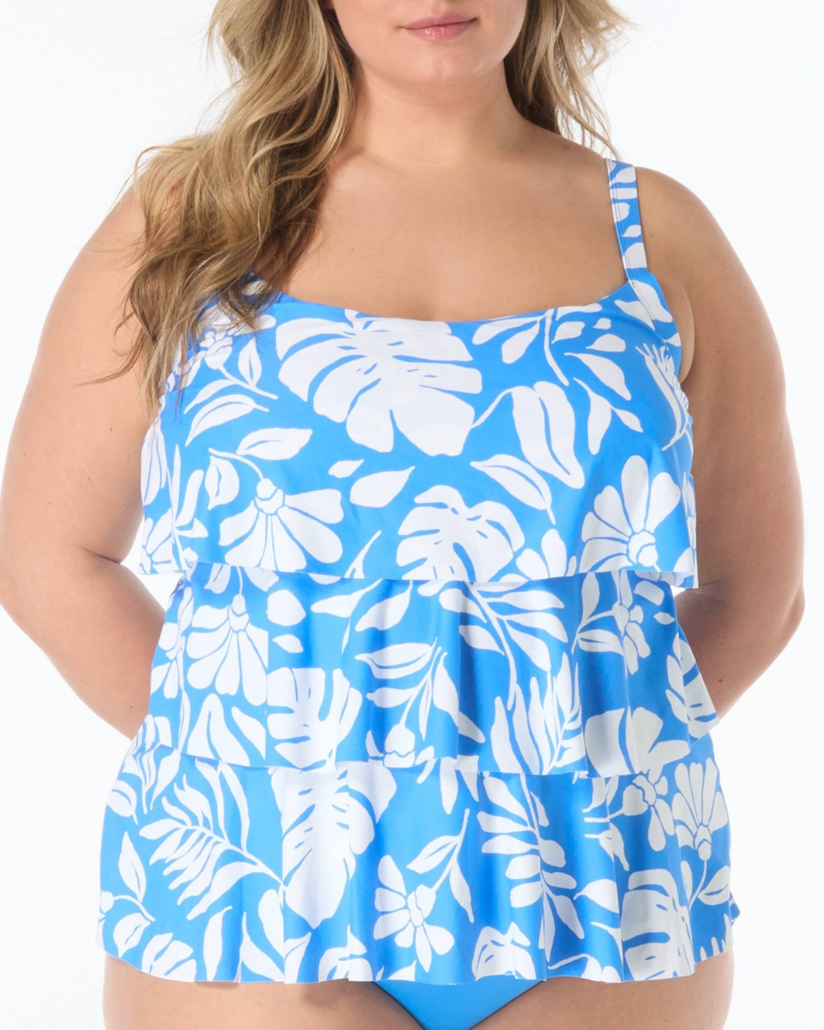 2025 Beach House Women's Plus Paloma Paradise Jane Ruffle Tiered Tankini Top - Hw8g096