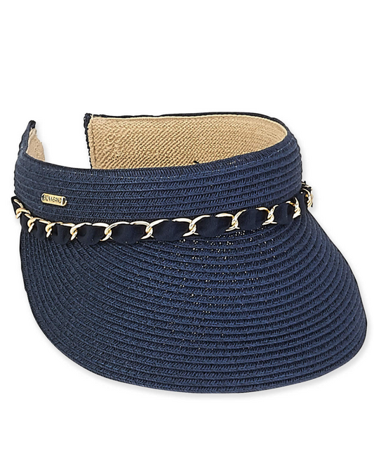 Sun N Sand Paper Braid Visor with Chain (More Colors Available) - Hh2242