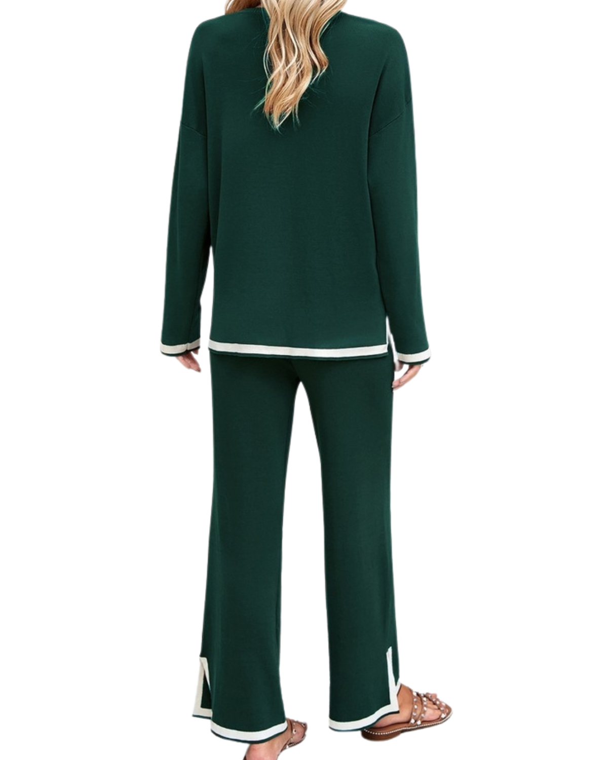 NINEXIS Round Neck Long Sleeve Sweater Pants Set - CWSTB0346