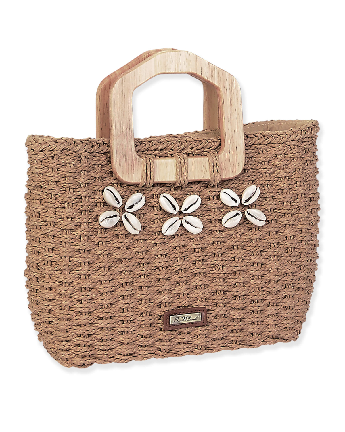 Sun N Sand Paper Straw Medium Tote with Shells (More Colors Available) - CE6643