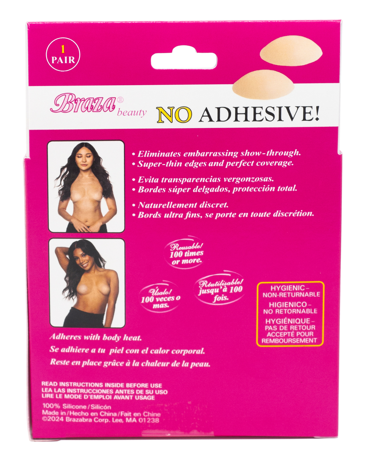 Braza No Adhesive Silicone Tops Reusable Nipple Covers - 79300