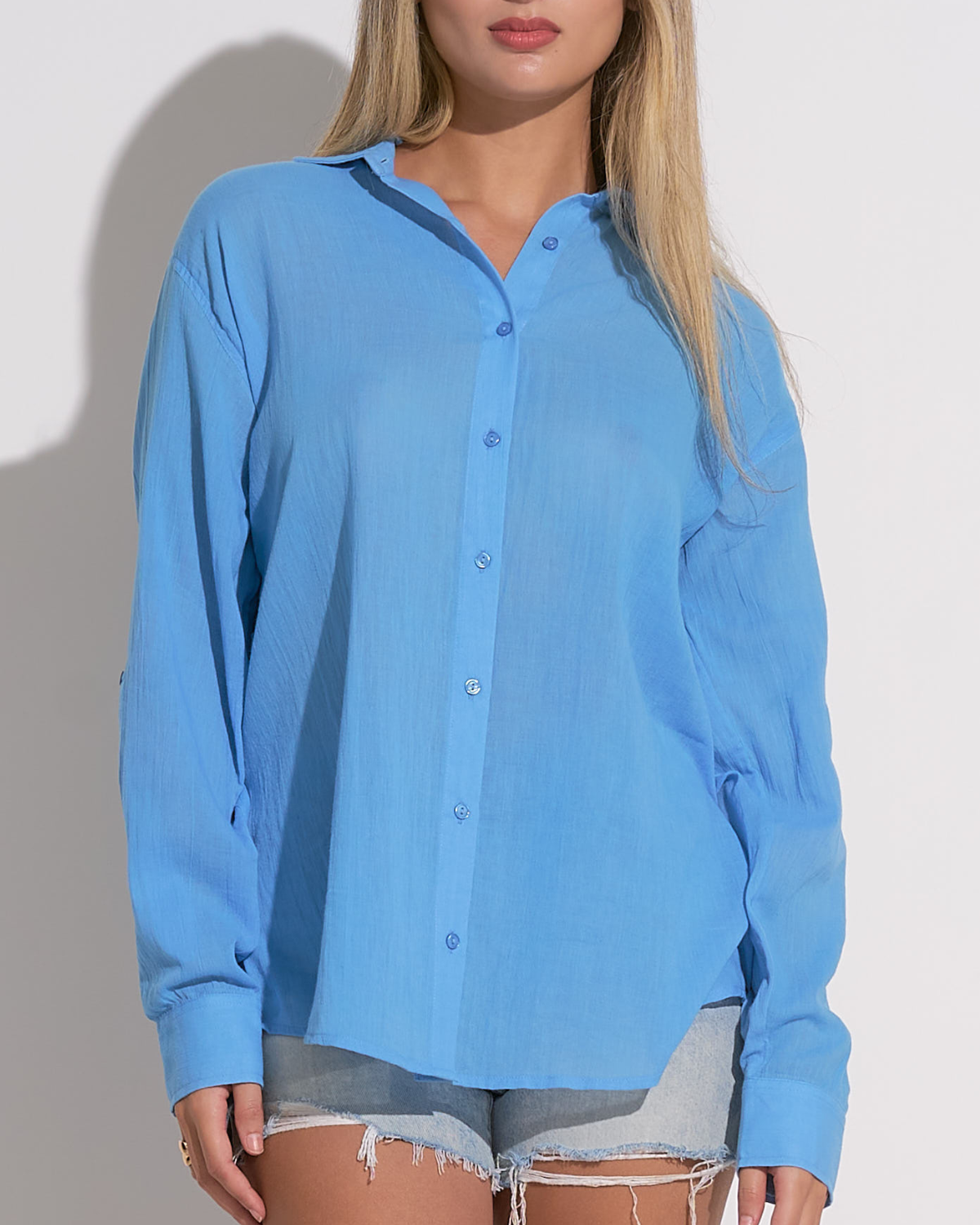 Elan Traveler Button Down Cover Up Top (More Colors Available) - VOPM11086