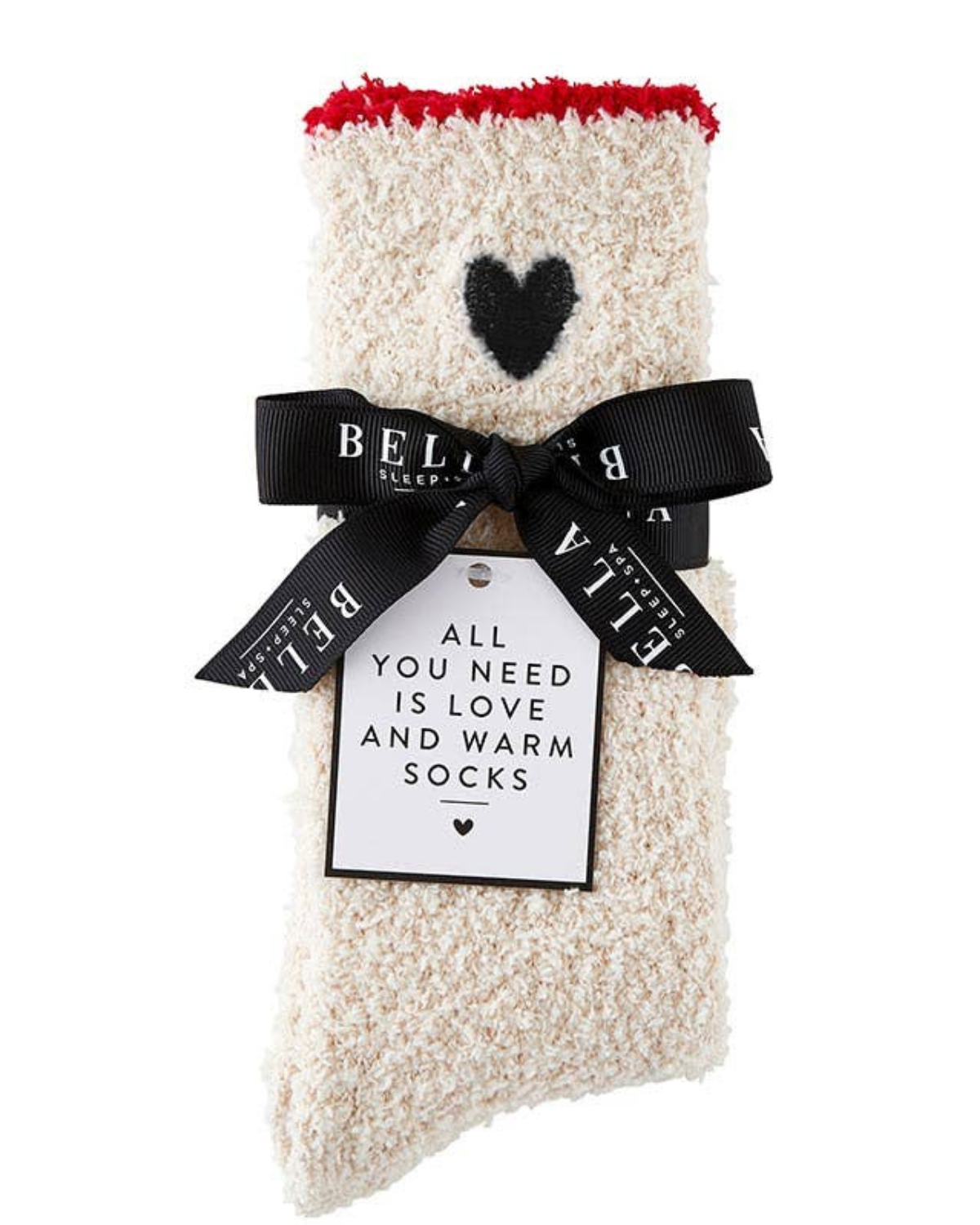 Bella Beauty Cozy Socks - Red Trim and Black Heart - N5821