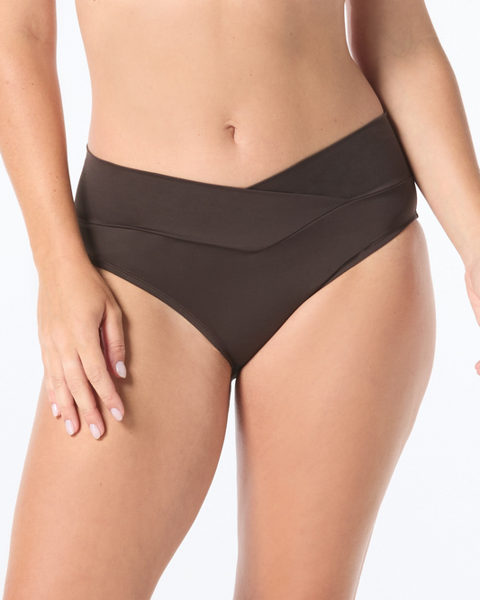2025 Coco Reef Classic Solids Serene Cross Over Bikini Bottom - U95480