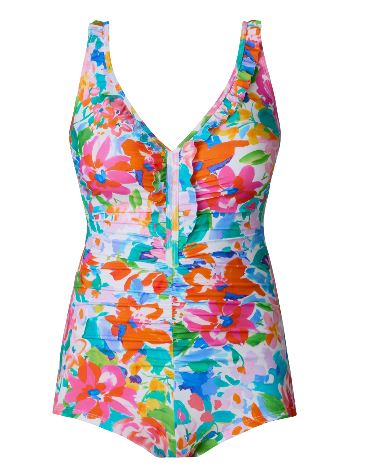 Shape Solver Summer Splash Ruffle Neck Girl Leg One Piece - SV260103