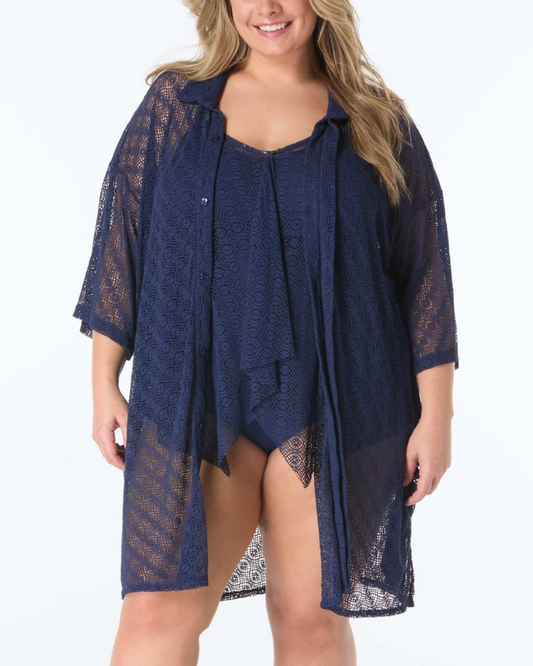 Beach House Women's Plus Sunburst Crochet Harper Cover Up - Hw9e619