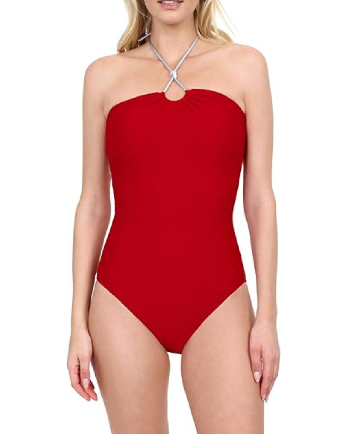 Gottex Harbourside Textured Knotted Bandeau Halter One Piece Swimsuit - 25Ha070 (Final Sale, Cannot Be Returned or Exchanged)