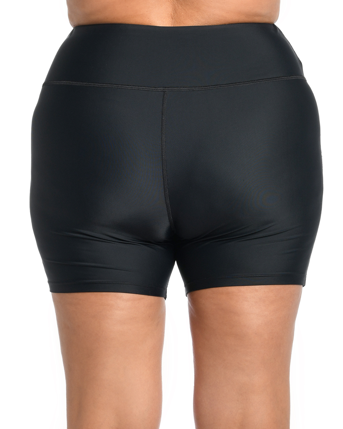 Model wearing a plus size bike short in black