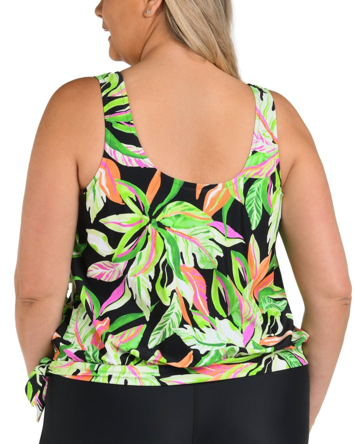 2025 Maxine of Hollywood Plus Rainforest Rainbow Banded Scoop Blouson Tankini Top - MW5EQ67 (Final Sale, Cannot Be Returned or Exchanged)