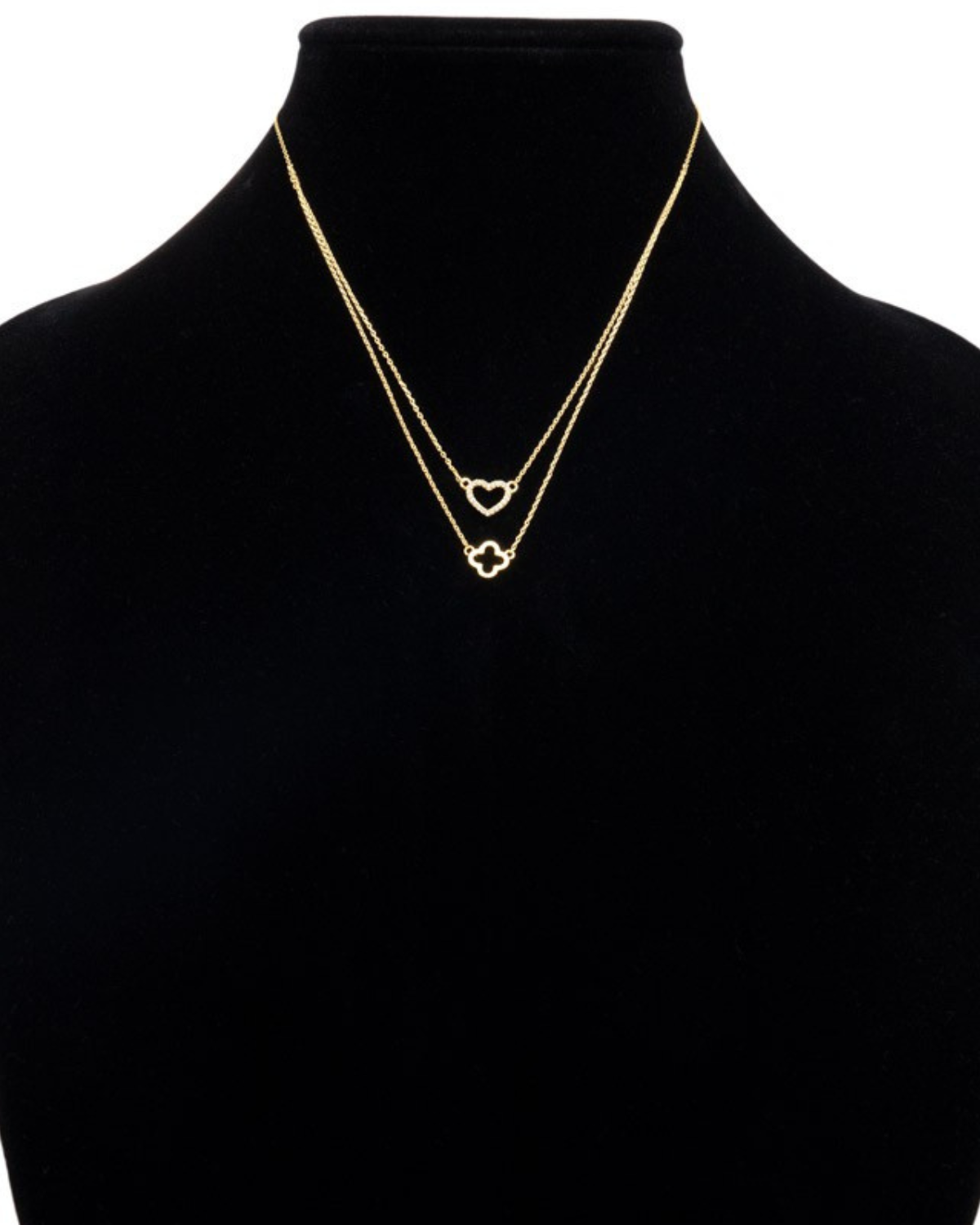 Urbanista Brass Heart and Clover Layered Pendant Necklace - Lr1lnb718
