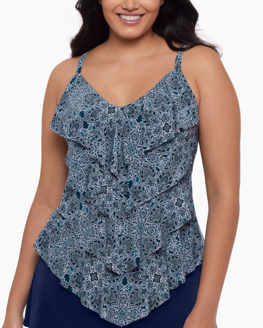 Trim Shaper Tonga Tiles Plus Size Ronnie Tankini Top - 6550995W