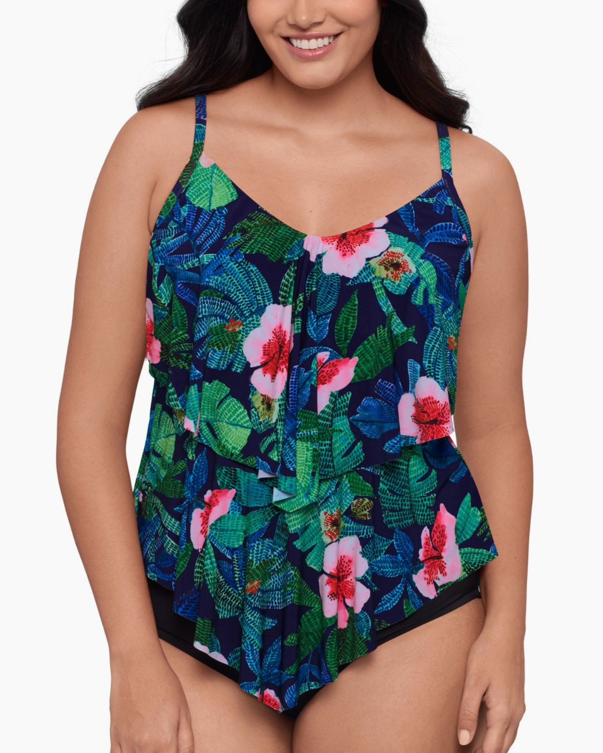 Trim Shaper Plus Jungle Oasis Plus Size Ronnie Tankini Top - 6550955W