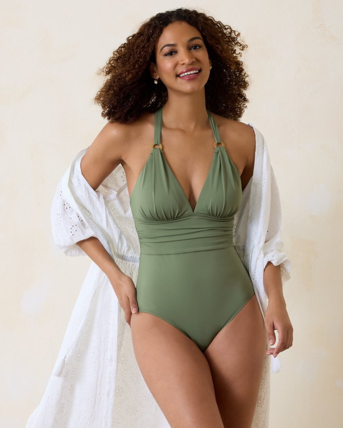 2024 Tommy Bahama Paradise Fronds V Neck One Piece Swimsuit - Ss300476