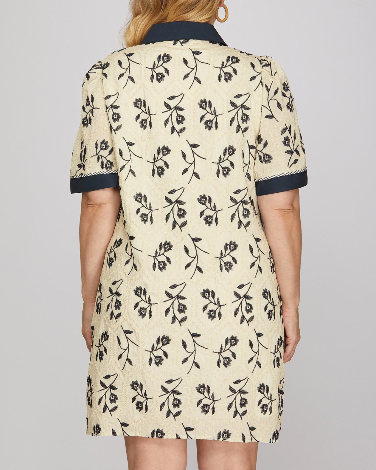 Sung Light Clothing Plus Woven Embroidered Collared Mini Dress - LVE2986