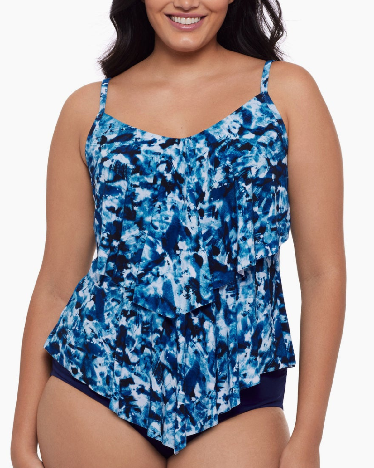 Trim Shaper Underwater Tie Dye Ronnie Tankini Top - 6550985