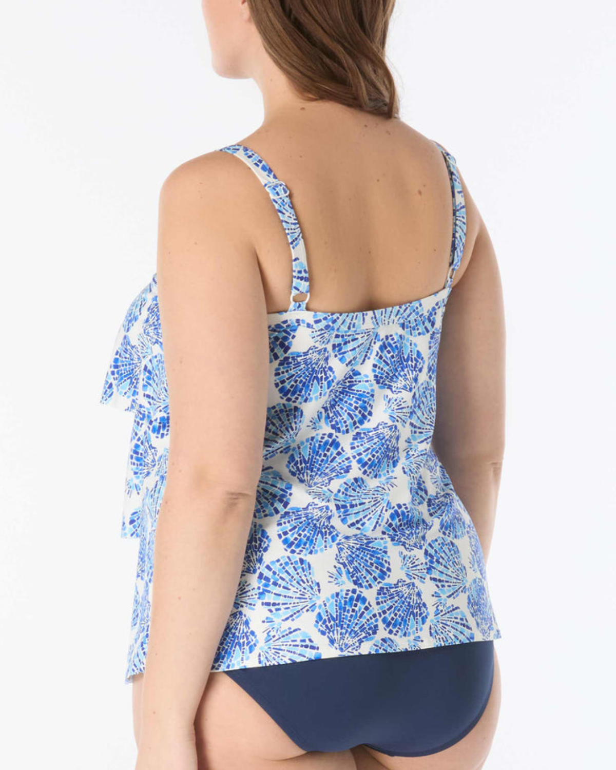 Beach House Women's Plus Shoreline Shells Jane Ruffle Tiered Tankini Top - HW6N096