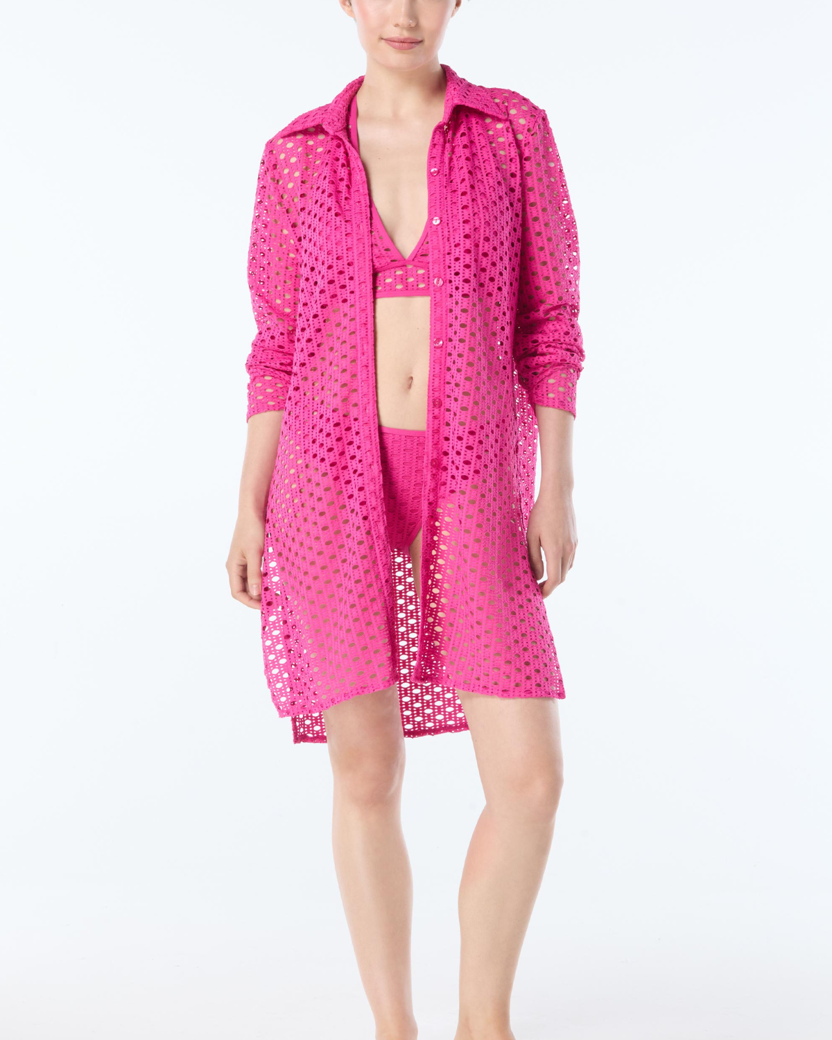 2025 Carmen Marc Valvo Living Paradise Button Up Shirt Cover Up - C21835