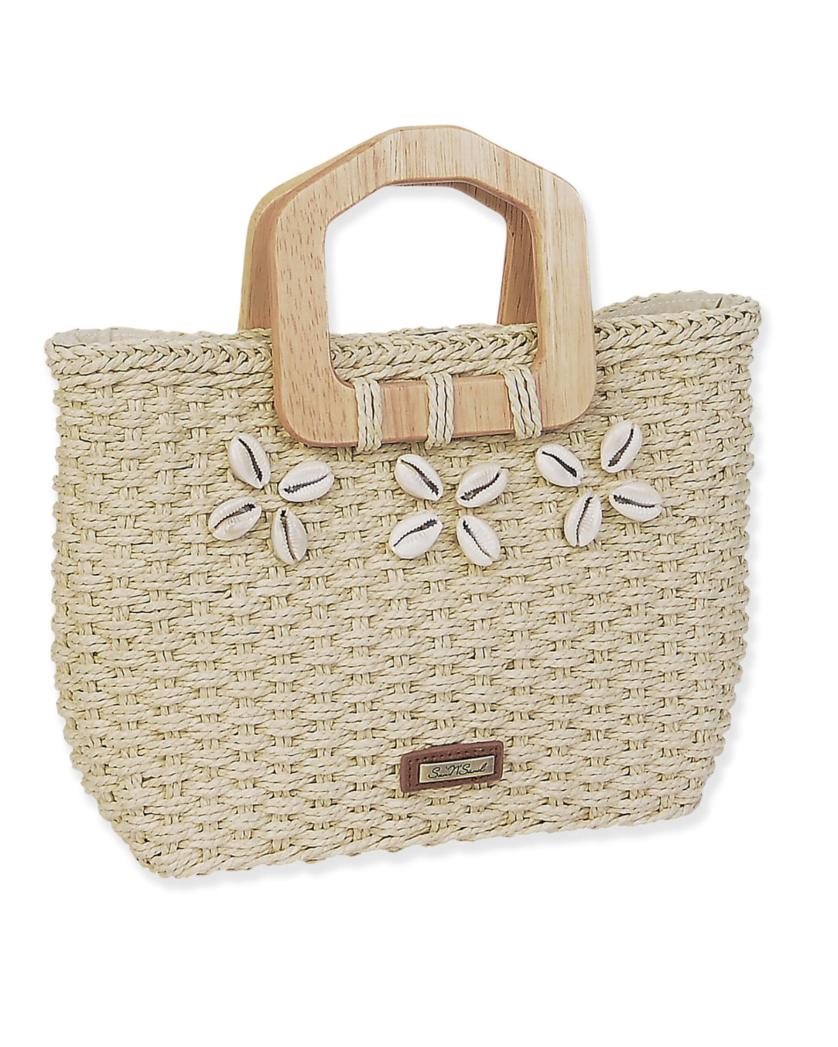 Sun N Sand Paper Straw Medium Tote with Shells (More Colors Available) - CE6643