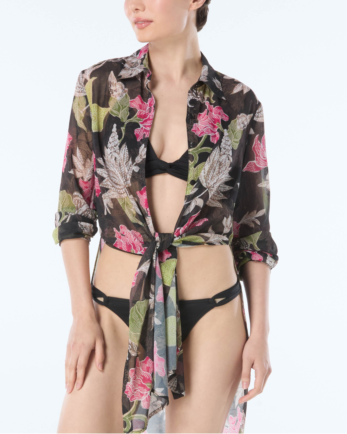 2025 Carmen Marc Valvo Samara Bloom Convertible Shirt Cover Up - C6n864