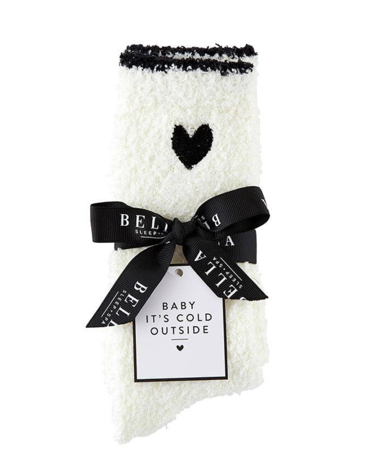 Bella Beauty Cozy Socks Black Trim and Black Heart - N5820