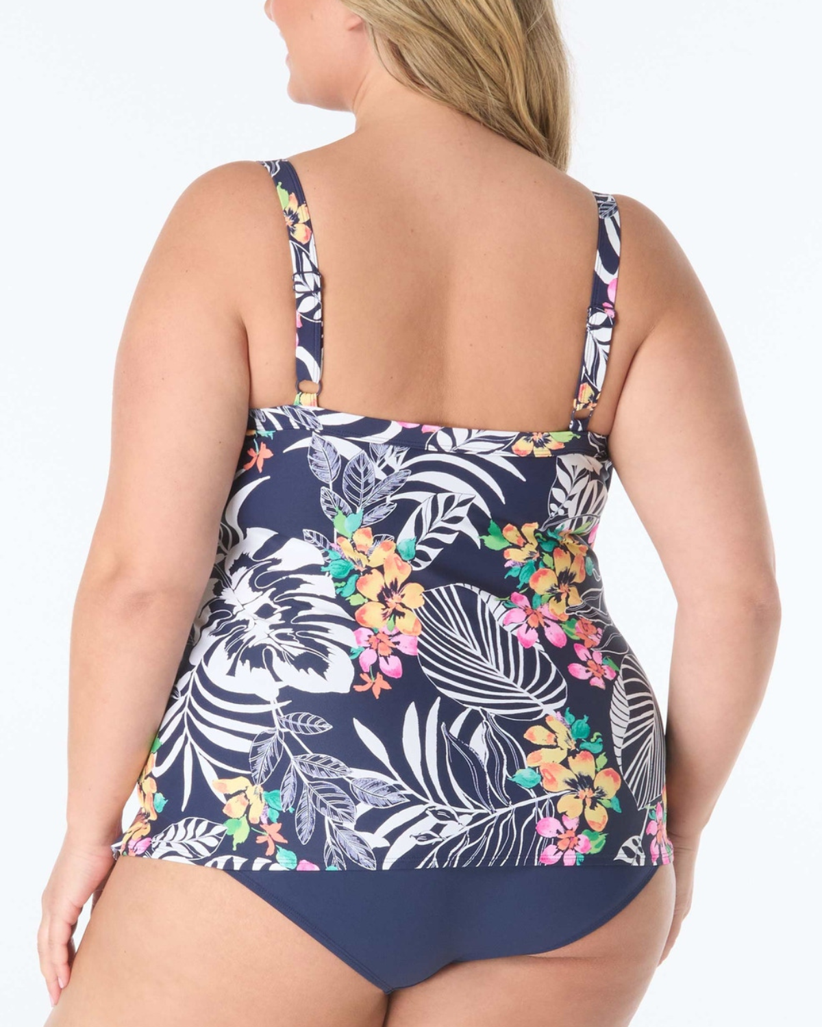 2025 Beach House Women's Plus Indigo Jungle Jersey Jane Ruffle Tiered Tankini Top - Hw3e096