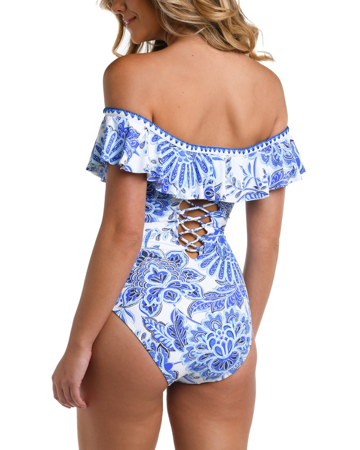 2025 La Blanca Beyond The Pacific Off Shoulder Ruffle One Piece - Lb4bq11