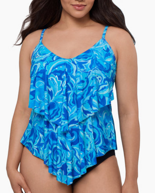 Trim Shaper Tumbled Paisley Ronnie Tankini Top - 6550937