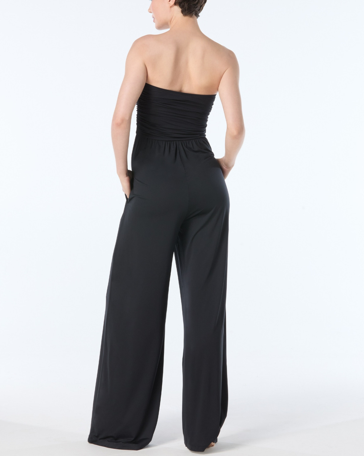 2025 Carmen Marc Valvo Solids Ruched Jumpsuit - C10112