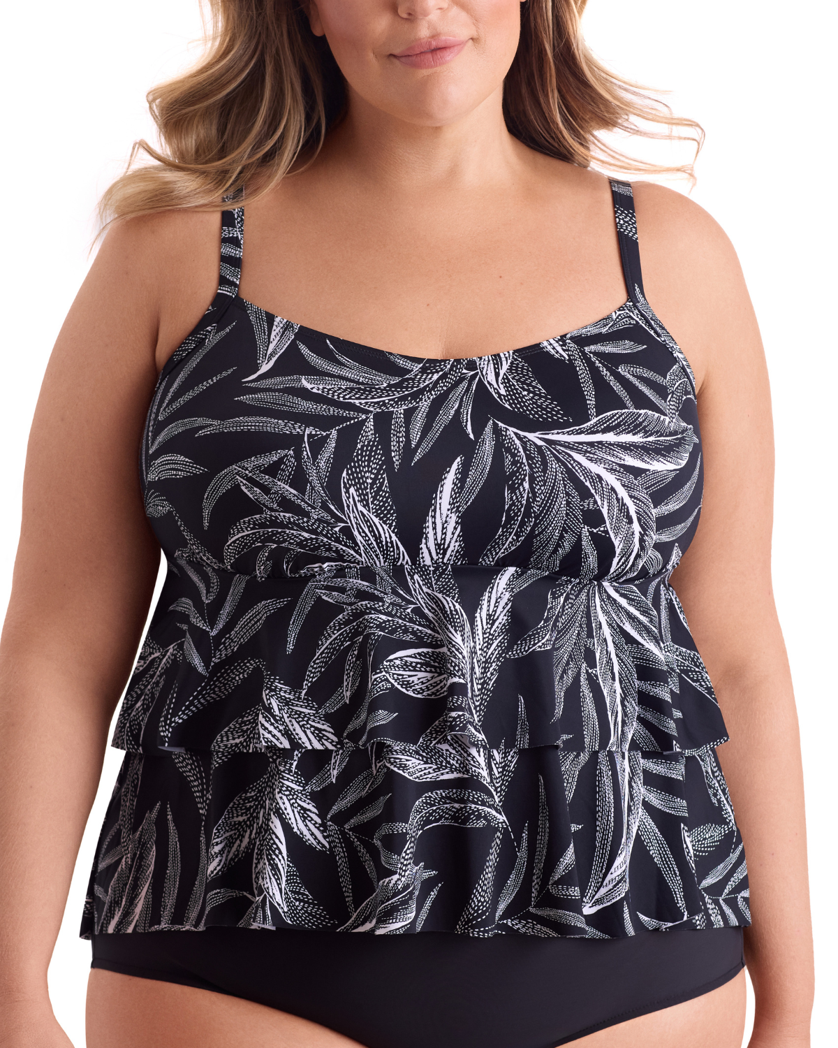 Shape Solver Plus Leaf Encounter High Low Double Tier Tankini Top - 7102702X