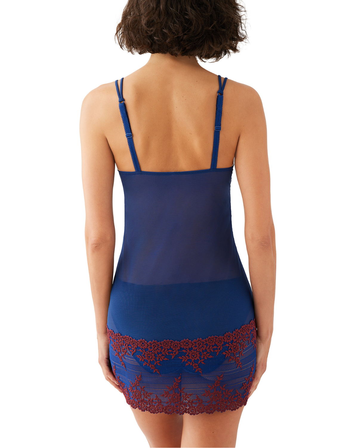 Wacoal Embrace Lace Chemise - 814191 - Blue Depths/ Cordovan (Final Sale, Cannot Be Returned or Exchanged)