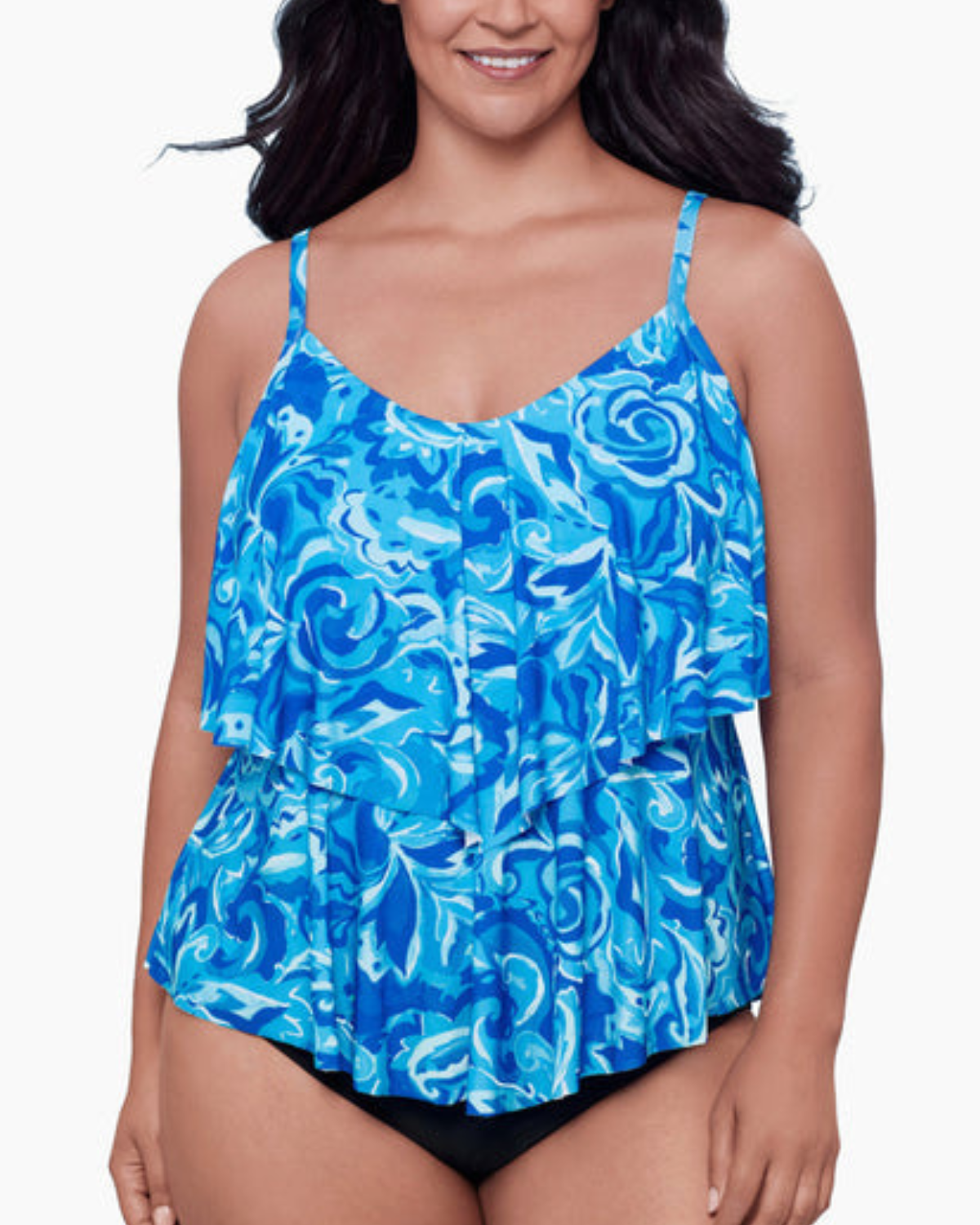 Trim Shaper Plus Tumbled Paisley Ronnie Tankini Top - 6550937W