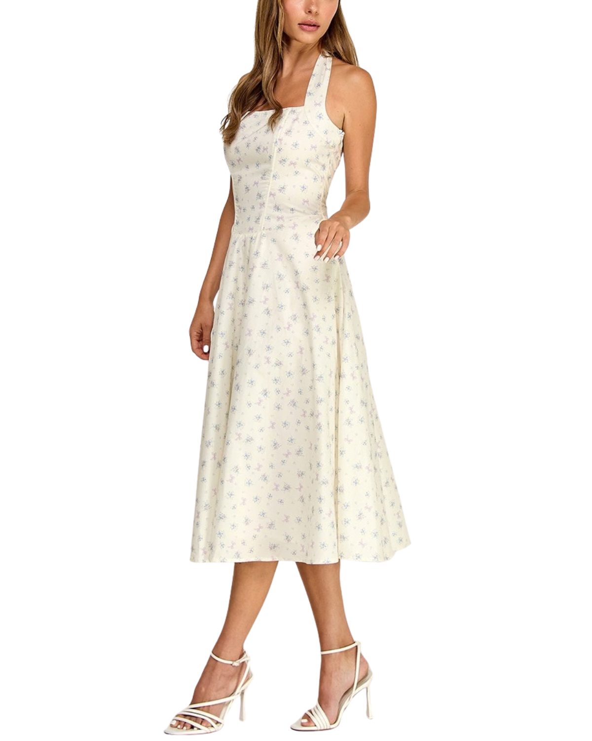 Blush BJ Floral Print Halter Neck Midi Dress - D5789-1