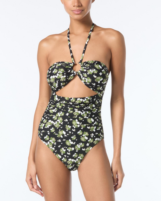Michael by Michael Kors Alluring Floral Bandeau One Piece Swimsuit - MM83270