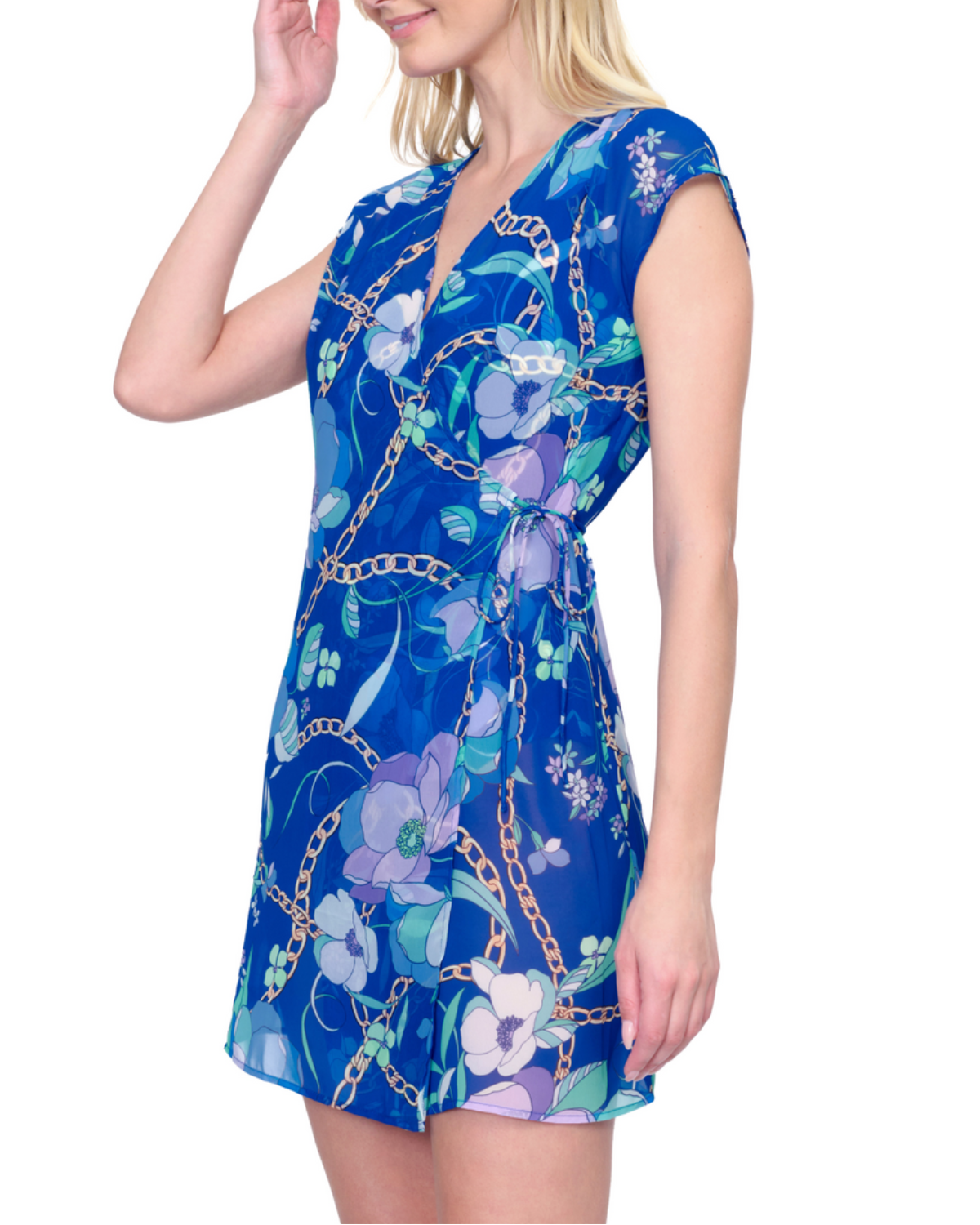 Gottex Memories of Capri Short Surplice Wrap Dress Swim Cover Up - 25Mc304 (Final Sale, Cannot Be Returned or Exchanged)