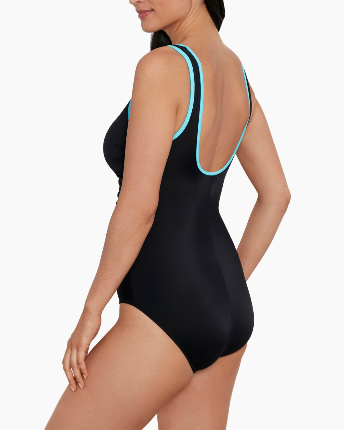 2025 Shape Solver Solids Shirred Zipper Tank One Piece Swimsuit - 80005019