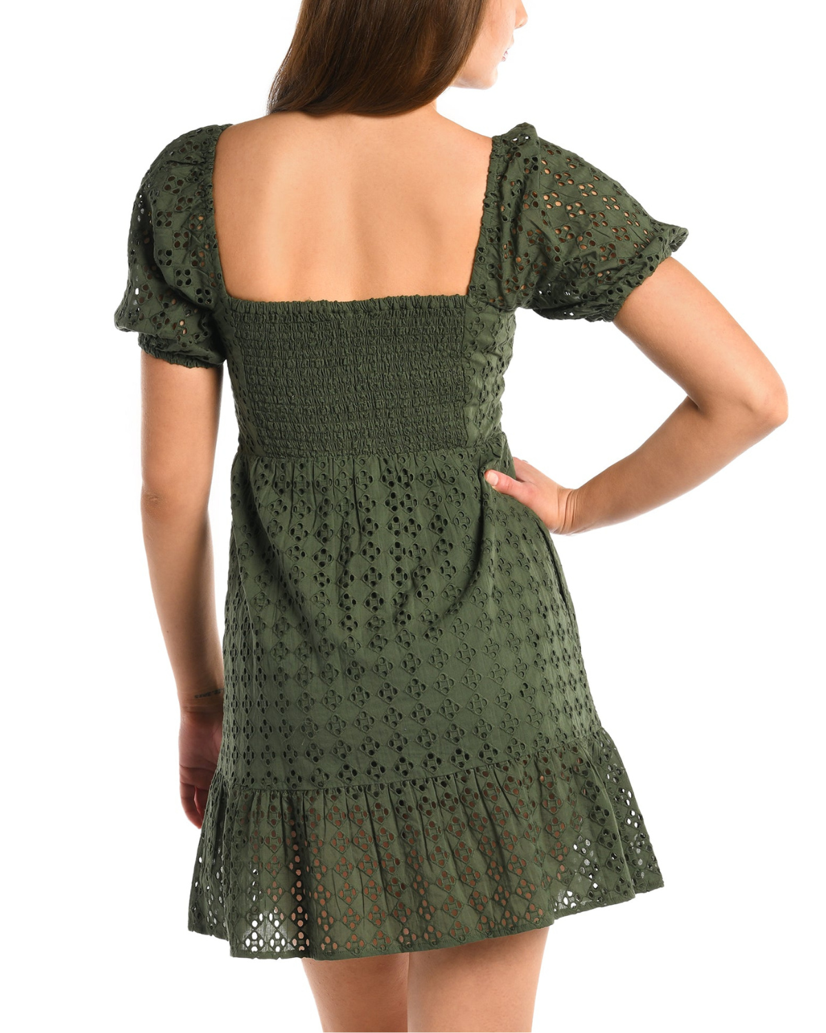 Model wearing a short sleeve cover up dress in pink