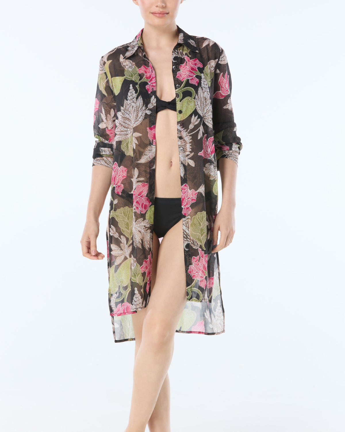 2025 Carmen Marc Valvo Samara Bloom Convertible Shirt Cover Up - C6n864
