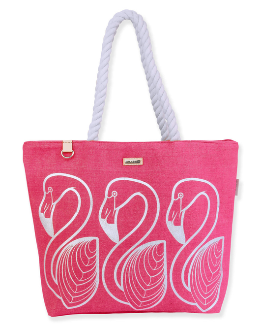 Sun N Sand Metallic Flamingo Shoulder Tote (More Colors Available) - SNS6873