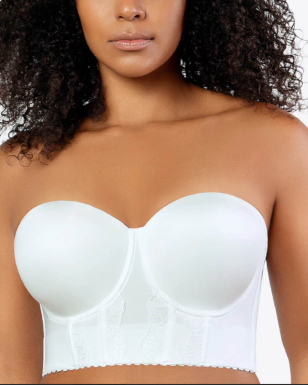 Parfait Elissa Strapless Long Line Bustier Bra - P50116 - Pearl White