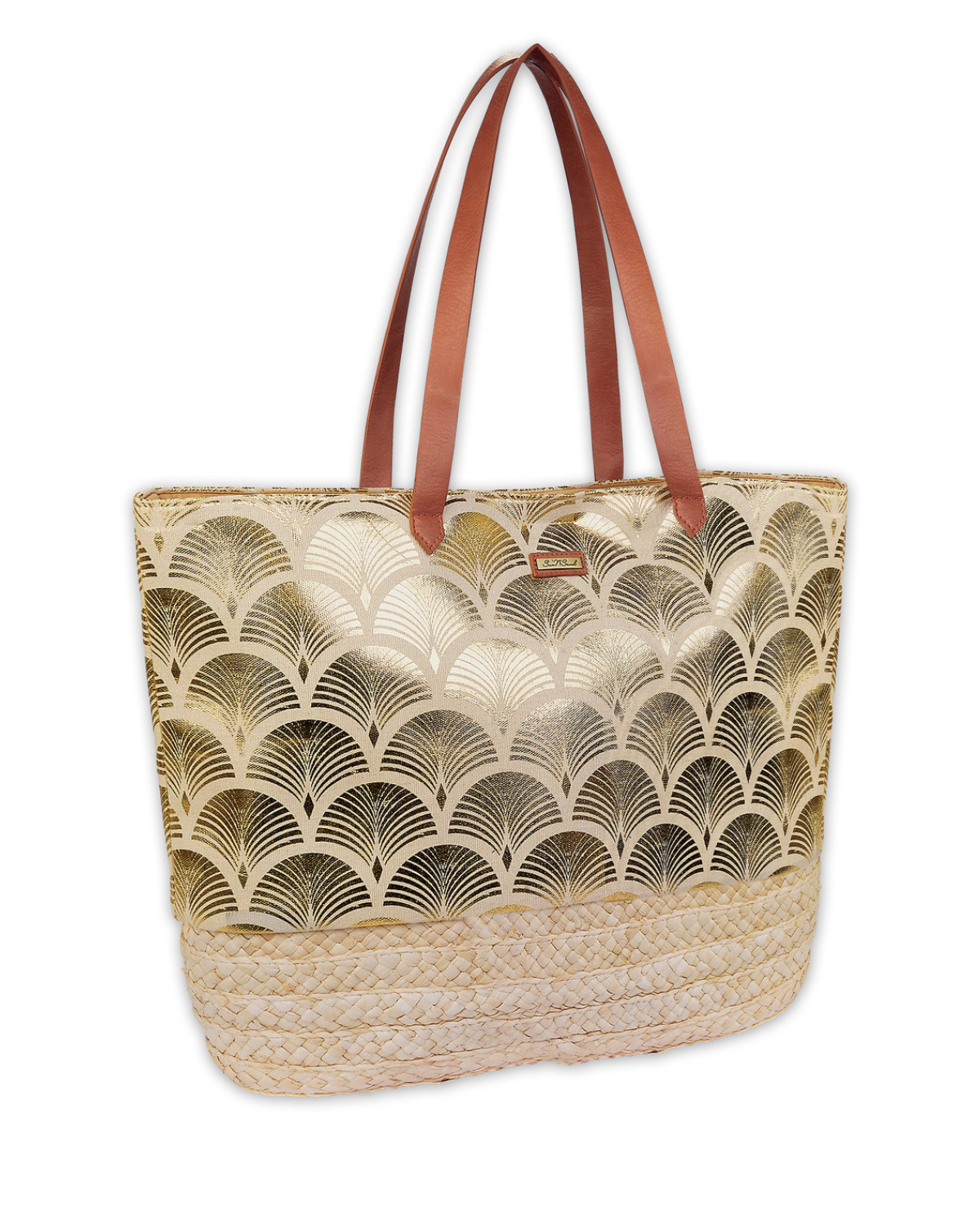 Sun N Sand Jute Linen/Corn Husk Shoulder Tote (More Colors Available) - CE6624