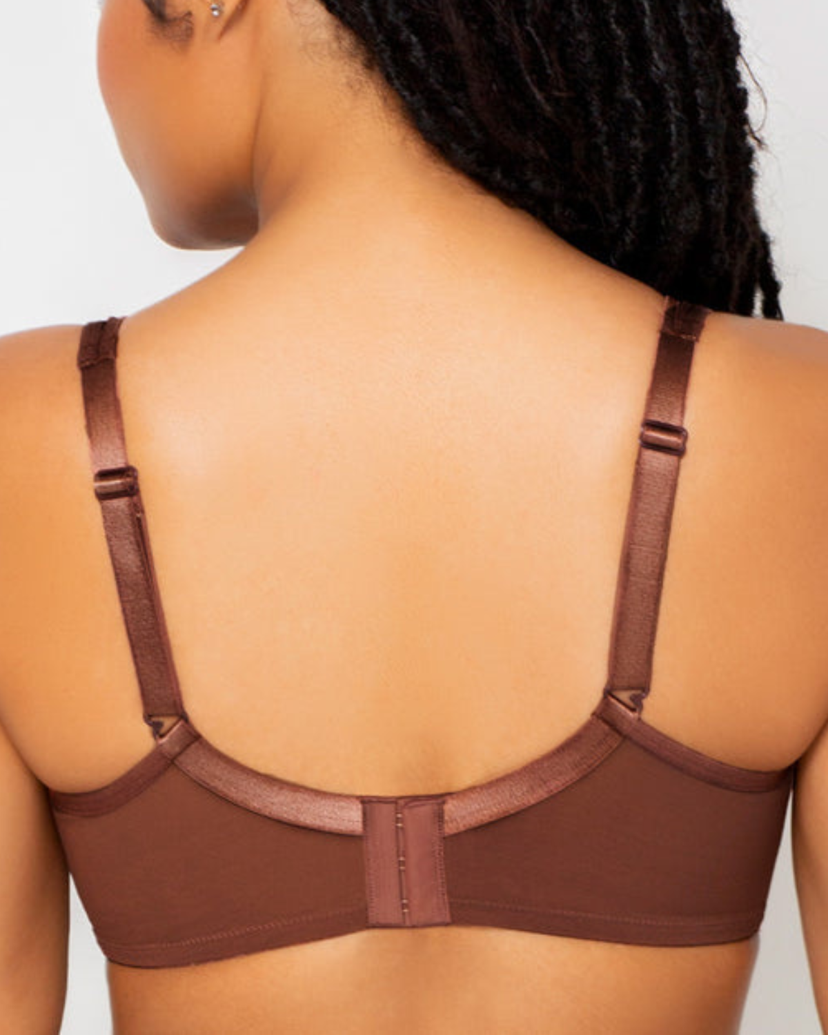 Curvy Couture Sheer Mesh Plunge Underwire Bra - 1310 - Chocolate