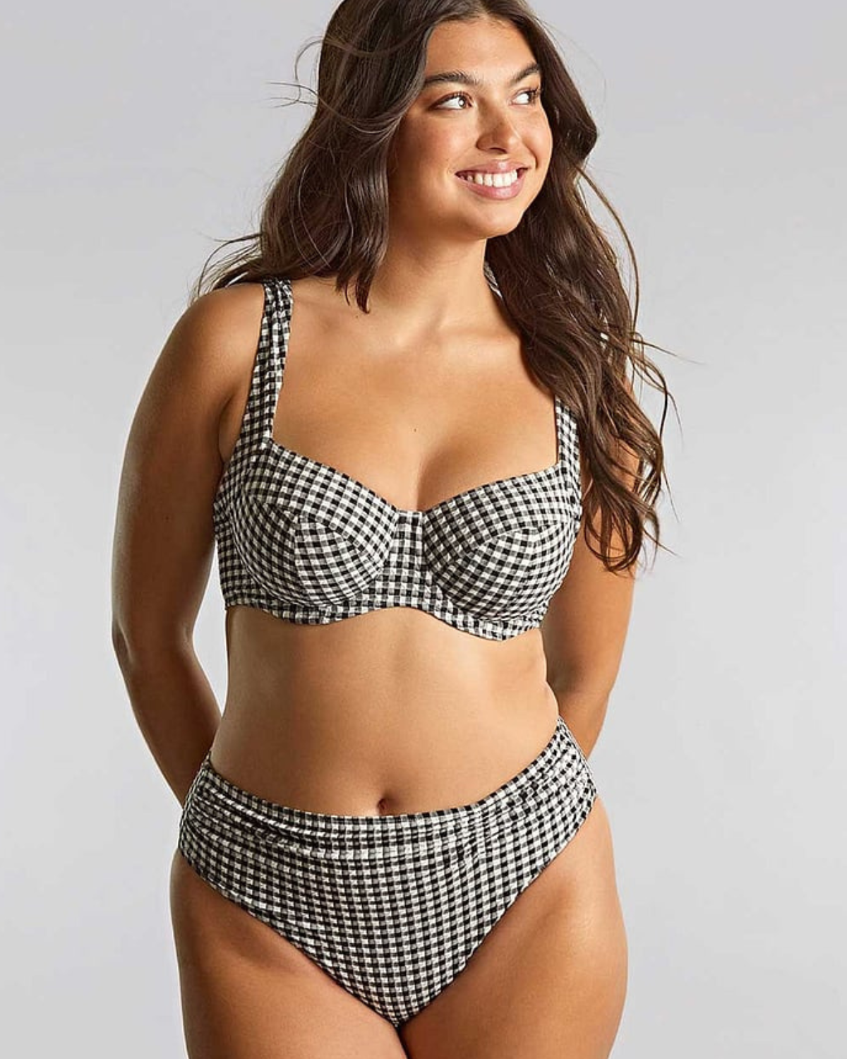 Panache Swimwear Gingham Midi Gathered Brief Bottom (More Colors Available) - SW1729