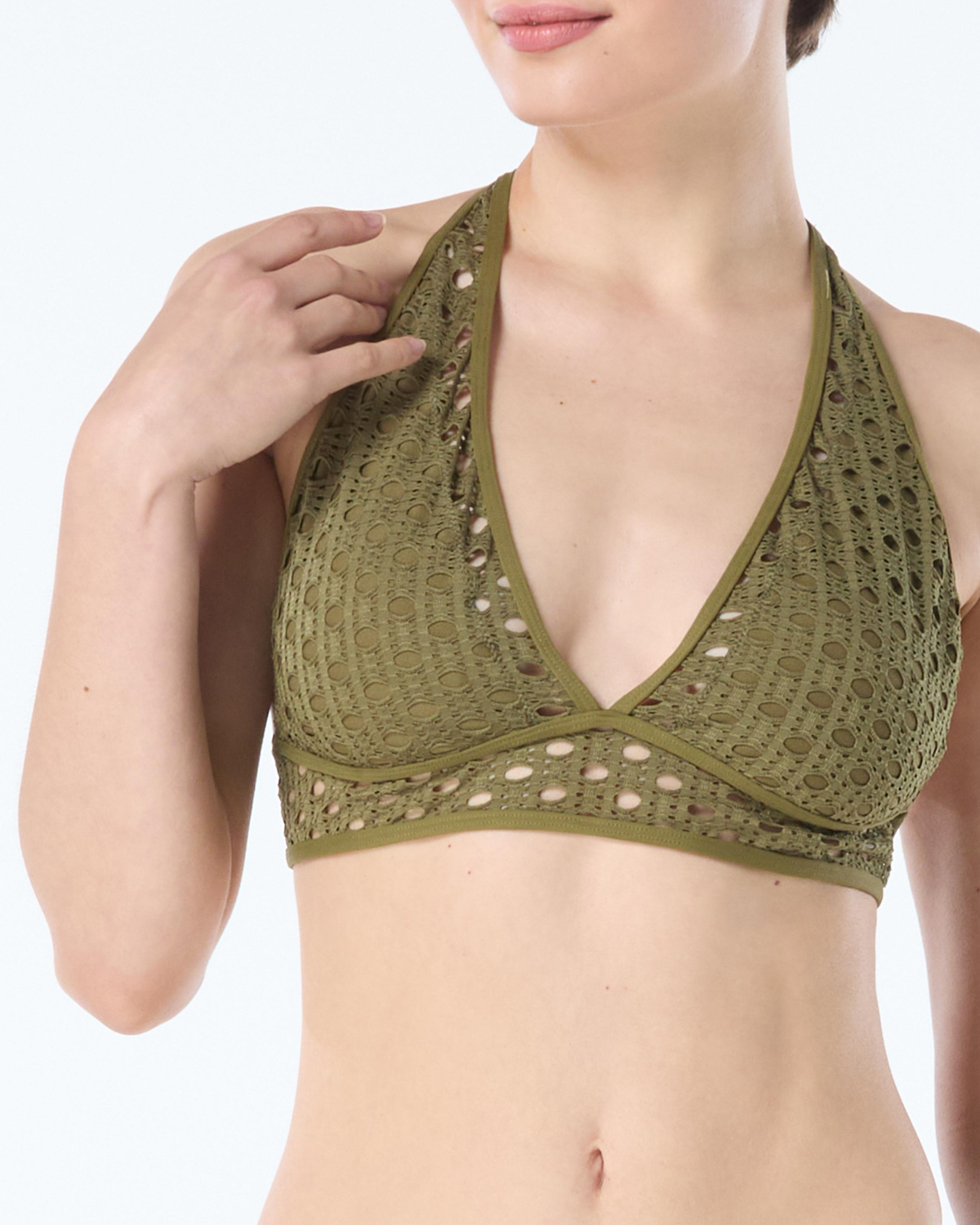 Carmen Marc Valvo Living Paradise Crochet Halter Bikini Top (More Colors Available) - C21962
