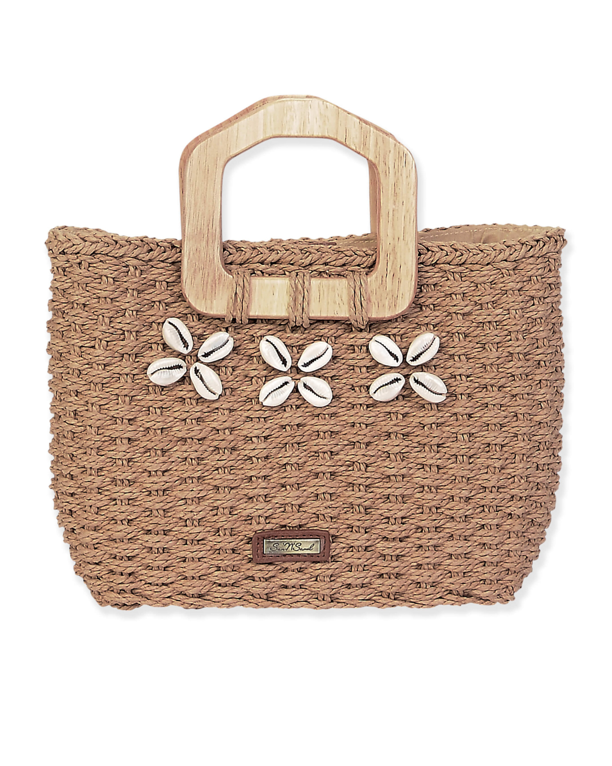 Sun N Sand Paper Straw Medium Tote with Shells (More Colors Available) - CE6643